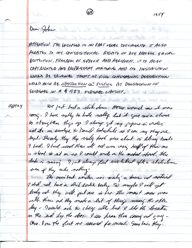 Dr John WorldPeace 2008 Prison Journal